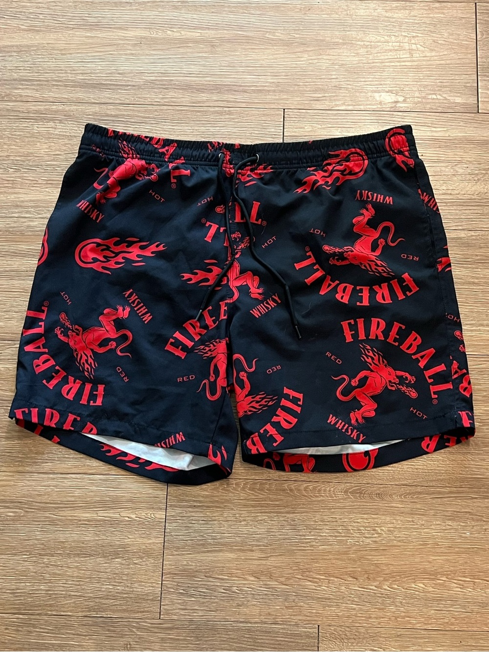 Fireball Graphic Black & Red Men's Swim Trunks